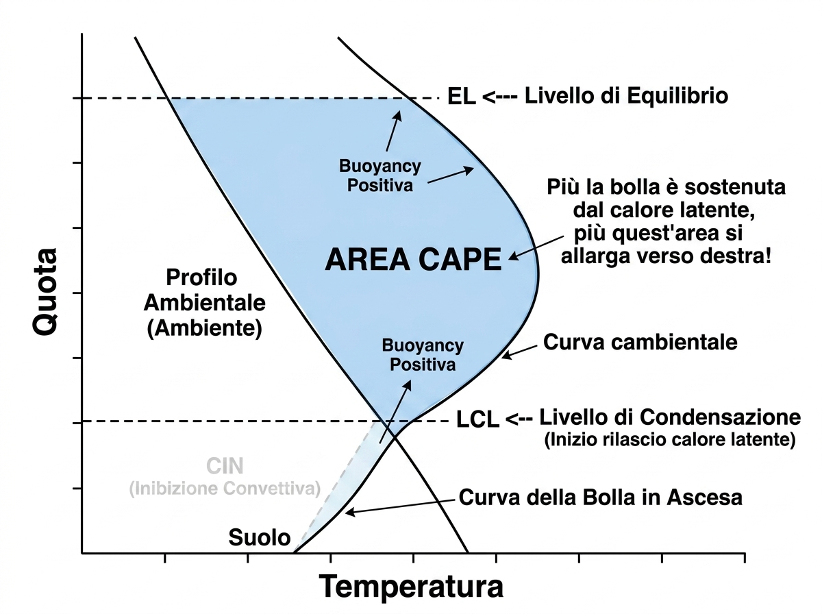 Grafico dell'Area CAPE con LFC ed EL