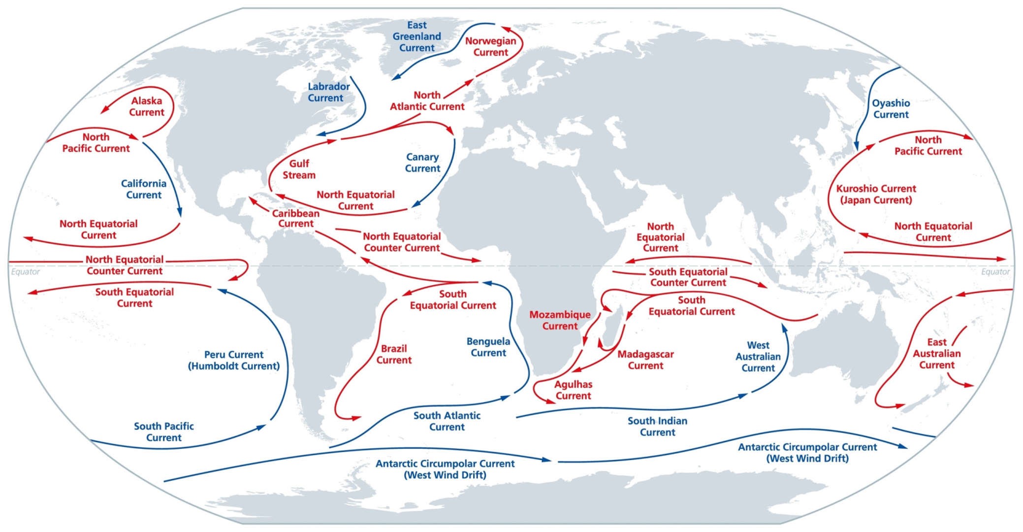 Schema della circolazione termoalina globale e della corrente AMOC